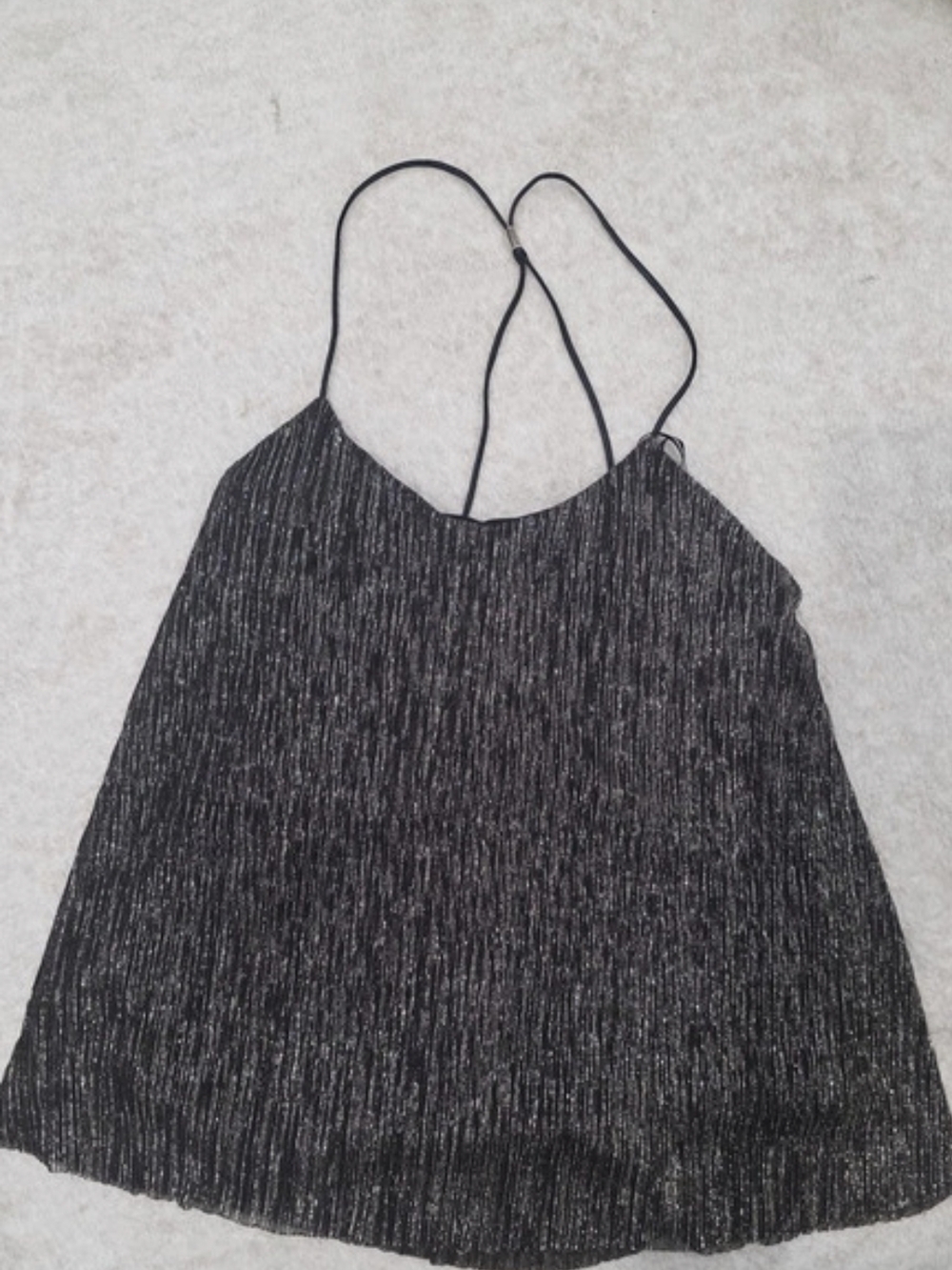 Express Black Shimmering metallic Gold Spaghetti Strap Tank Top Size Small